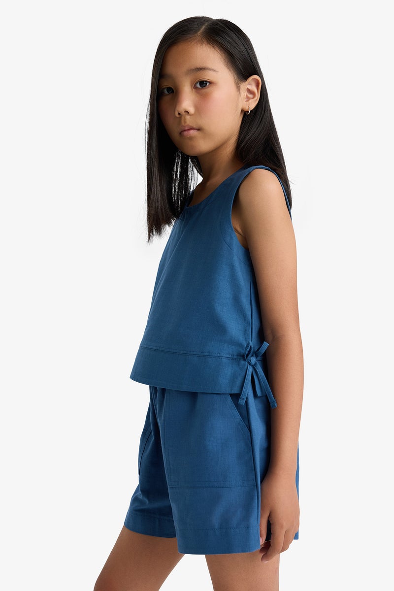 DeFacto Blue Girl Girl Short Sleeve Blouse Casual - Image 4